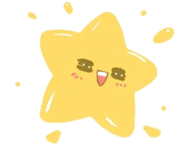 a yellow star with an open mouth and eyes