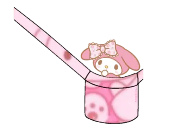 a cartoon dog in a pink bucket