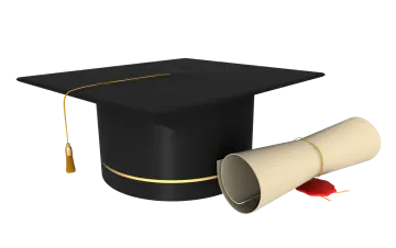 a graduation cap and diploma