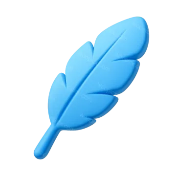 a blue feather on a white background