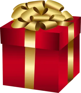 a red gift box with gold ribbon and bow