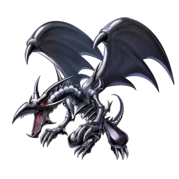 an image of a black dragon with red eyes