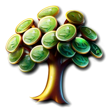 a tree with many coins on it