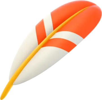 an orange and white surfboard on a white background
