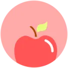 an apple with a green leaf on it