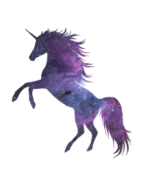 a purple unicorn with stars in the background