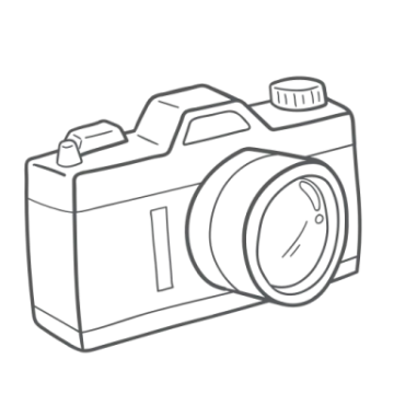 a black and white drawing of a camera