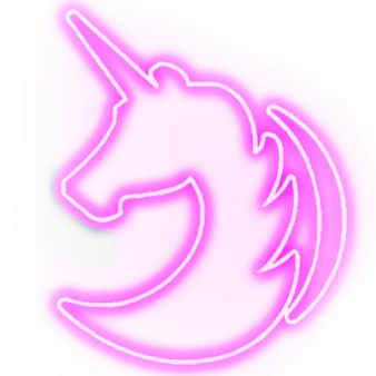 the neon unicorn logo on a white background
