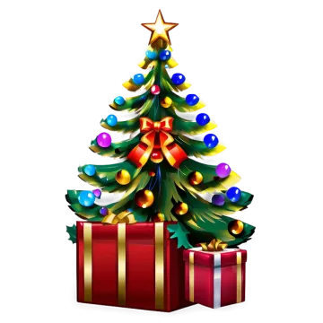 a christmas tree with presents around it