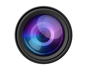 a camera lens on a white background