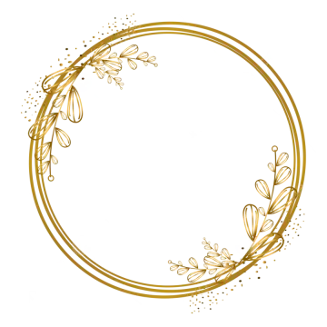 a gold circle frame with flowers and leaves
