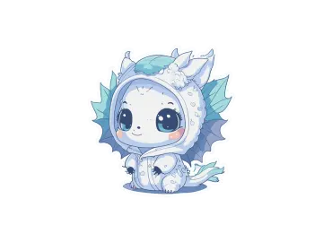 a cute white dragon with blue wings sitting on the ground