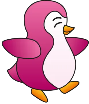 a cartoon penguin with its wings open