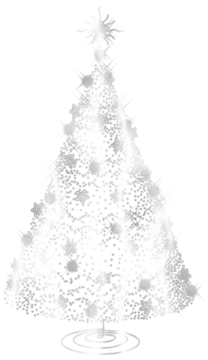 a silver christmas tree on a white background