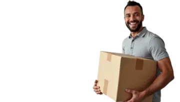 a man holding a cardboard box