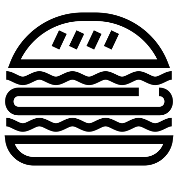 a black and white image of a hamburger