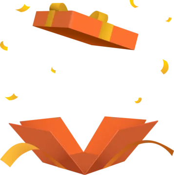 an orange box with a bow on top of it