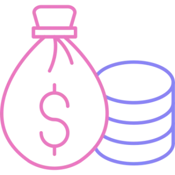a bag of money and coins