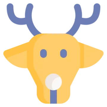 a deer head with horns