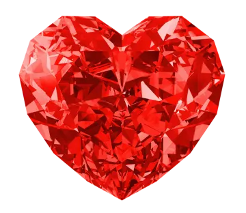 a red diamond heart on white background