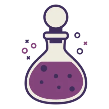 a beakle filled with purple liquid