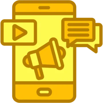 a phone with a megaphone icon on the screen