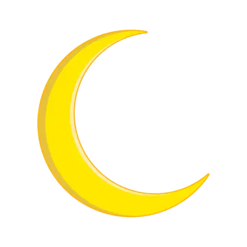 a yellow crescent on a white background