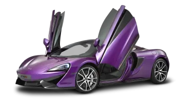 a purple mclaren car with its doors open