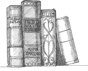 a stack of books with a pencil on top