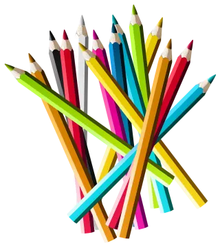 a bunch of colored pencils