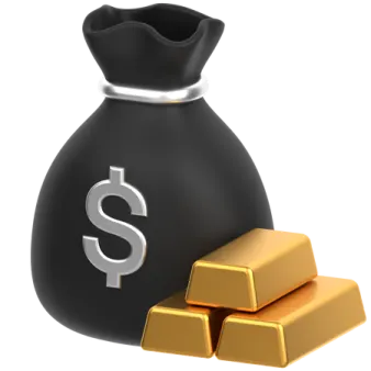 a black bag with gold bars next to it