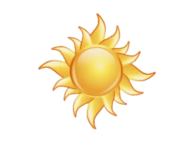 a yellow sun on a white background