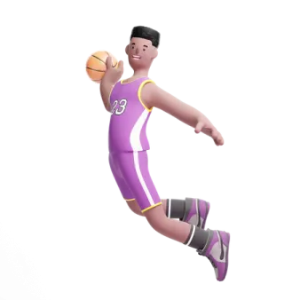 a man in a purple uniform is playing basketball