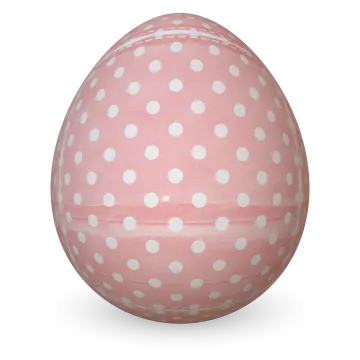 a pink ball with white polka dots on it