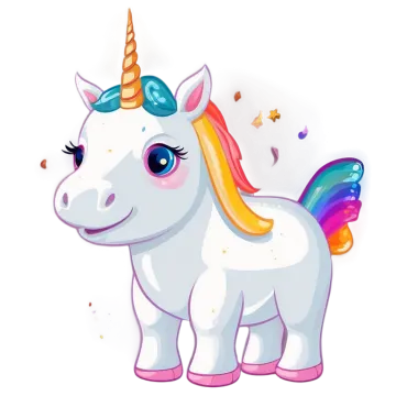 an illustration of a unicorn with a rainbow mane