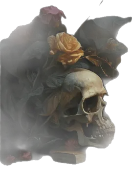 a skull with flowers on it's head