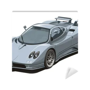 a blue sports car on a white background