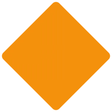 an orange diamond shape with a white background