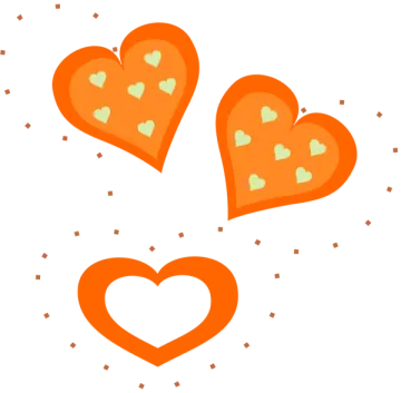 three hearts with green hearts on them
