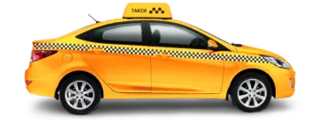 a yellow taxi car on a white background