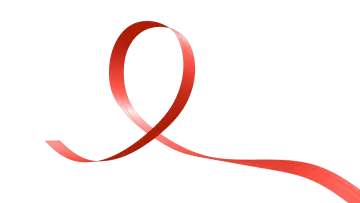 a red ribbon on a white background