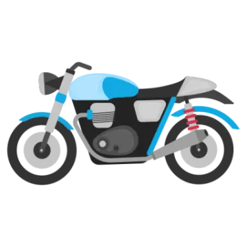 a blue motorcycle on a white background