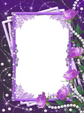 a purple frame with flowers and pearls on it