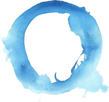 a blue circle painted with watercolor