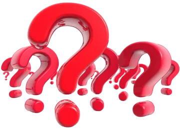 red question marks on white background