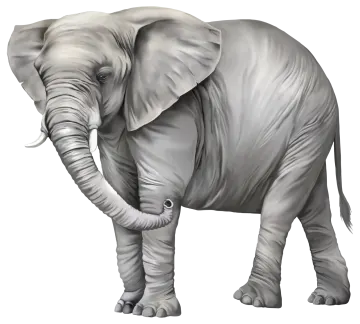 an elephant standing on a white background