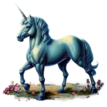 a blue unicorn standing in the grass