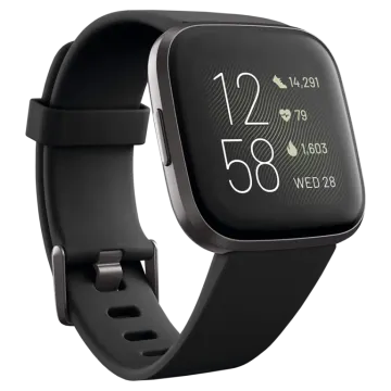 a black smart watch on a white background