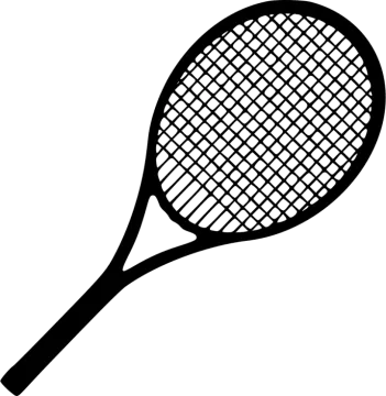 a black and white silhouette of a tennis racket
