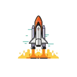 an illustration of a rocket flying through the air